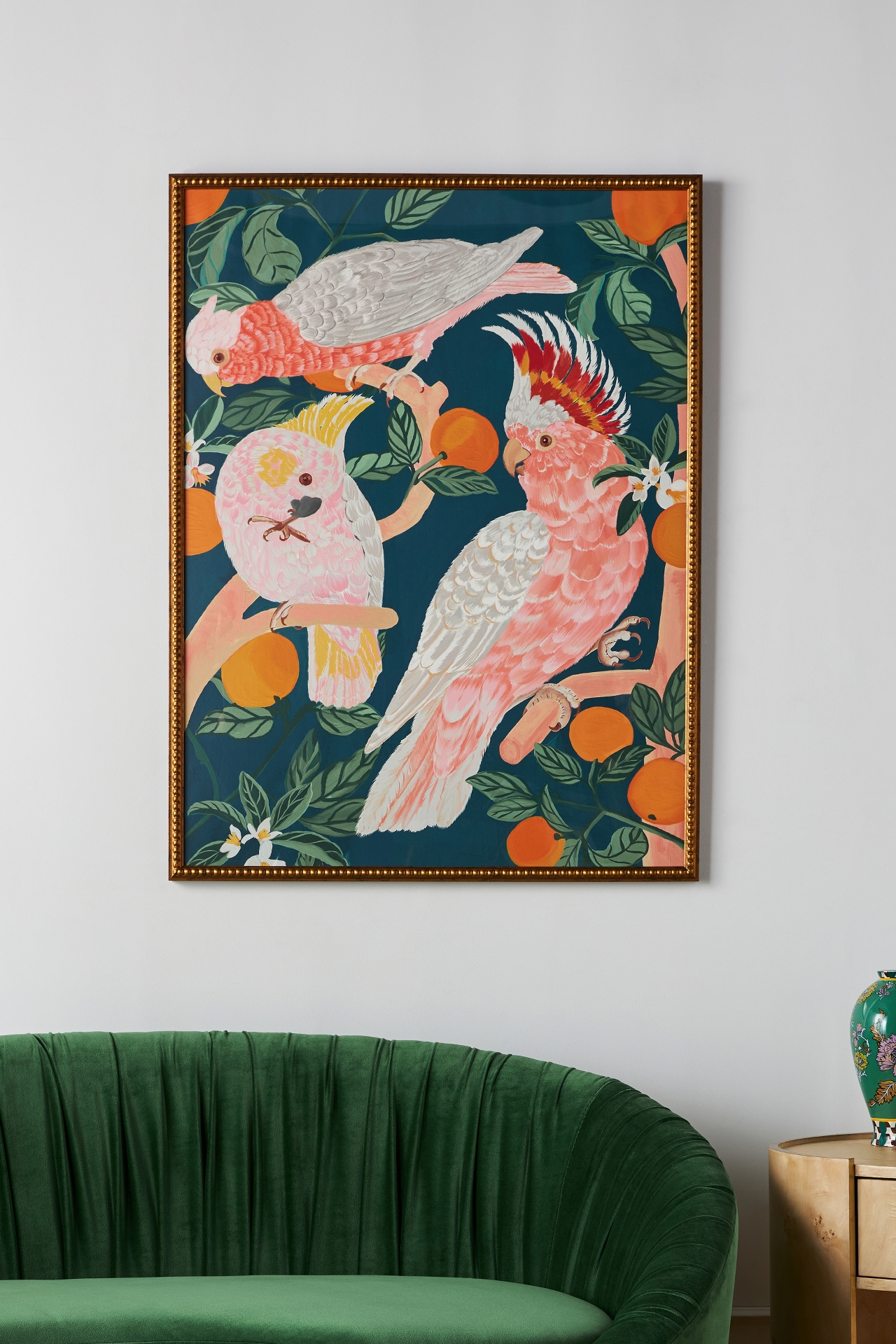 Parrots on Orange Tree Wall Art