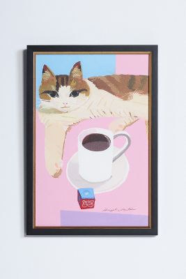 Artfully Walls Cats And Coffee In White