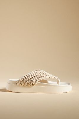 Shop Inuikii Woven Thong Sandals In White