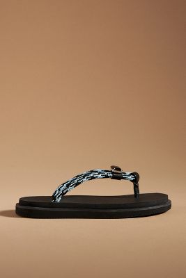 Shop Inuikii Half-rope Thong Sandals In Black