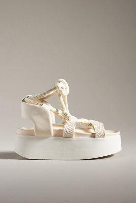 Shop Inuikii Cord Artemis Lace-up Sandals In White