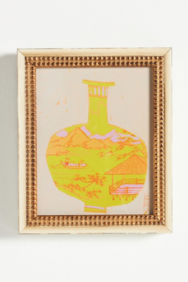 Artfully Walls Man And Bird Vase Wall Art In Yellow