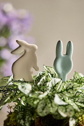 Bunny Ceramic Stakes, Set of 2