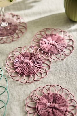 Shop Terrain Scalloped Wire Coasters, Set Of 4 In Pink