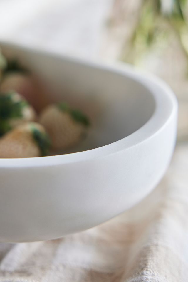 Marble + Acacia Oval Serving Bowl #1