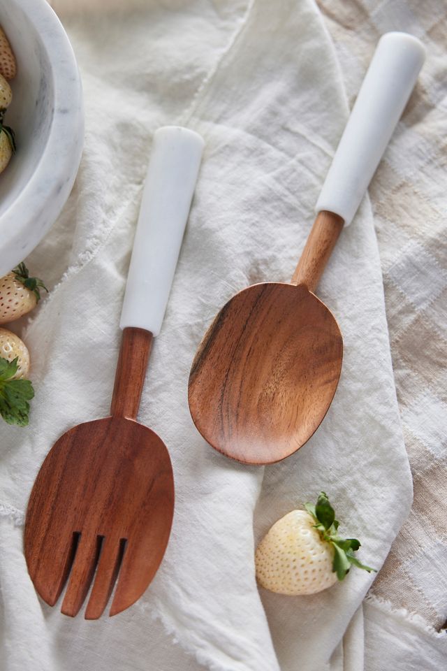 Marble + Acacia Serving Utensil Set #1