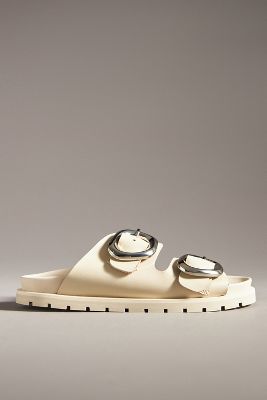 Shop By Anthropologie Buck Slide Sandals In Beige