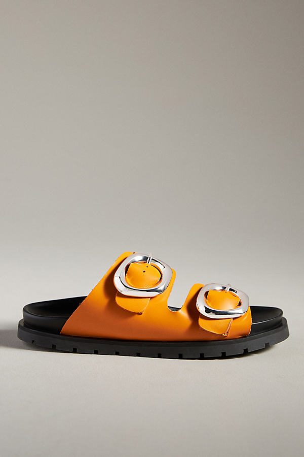 Shop By Anthropologie Buck Slide Sandals In Orange