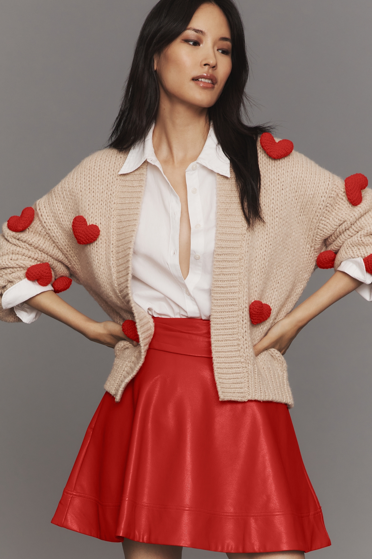 The Susannah 3D Heart Cardigan Sweater