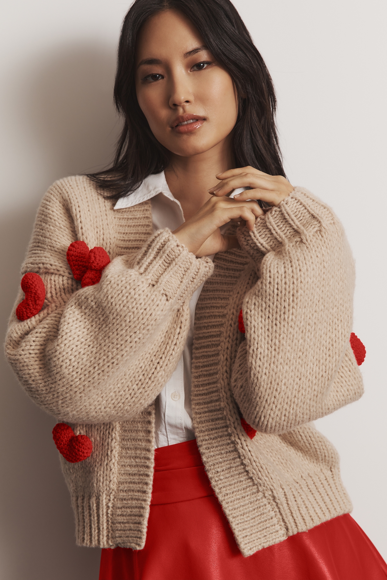 The Susannah 3D Heart Cardigan Sweater