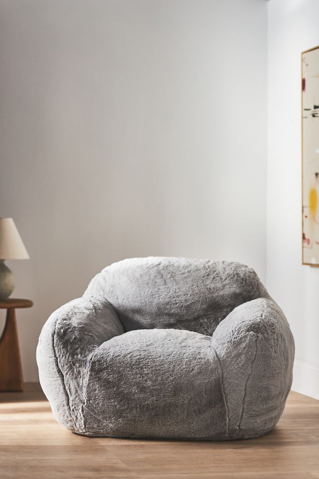 Gray faux fur online chair