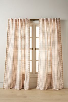 Cotton Linen Gingham Curtain 