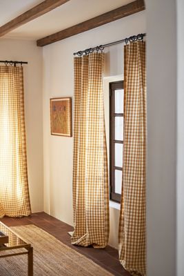 Cotton Linen Gingham Curtain 