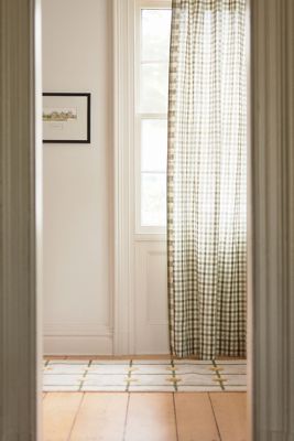 Cotton Linen Gingham Curtain 
