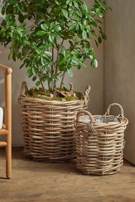 Rattan Cylinder Basket Planter