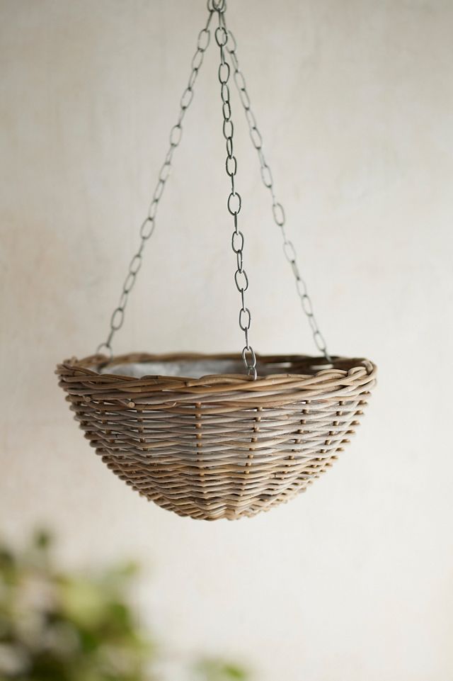 Hanging Rattan Rounded Basket Planter #1