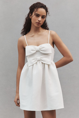 Sachin & Babi Sloane Taffeta Double-Bow Pleated Mini Dress | Anthropologie