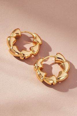 By Anthropologie Crinkled Huggie Hoop Earrings In Gold