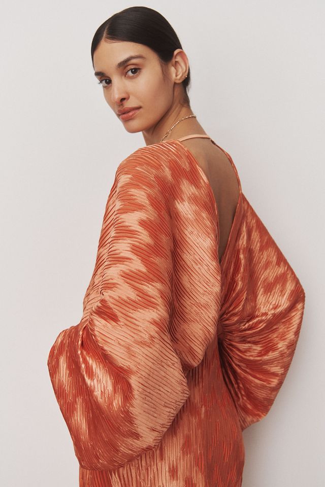 L'IDÉE Riviera Deep-V Balloon-Sleeve Satin Gown #1