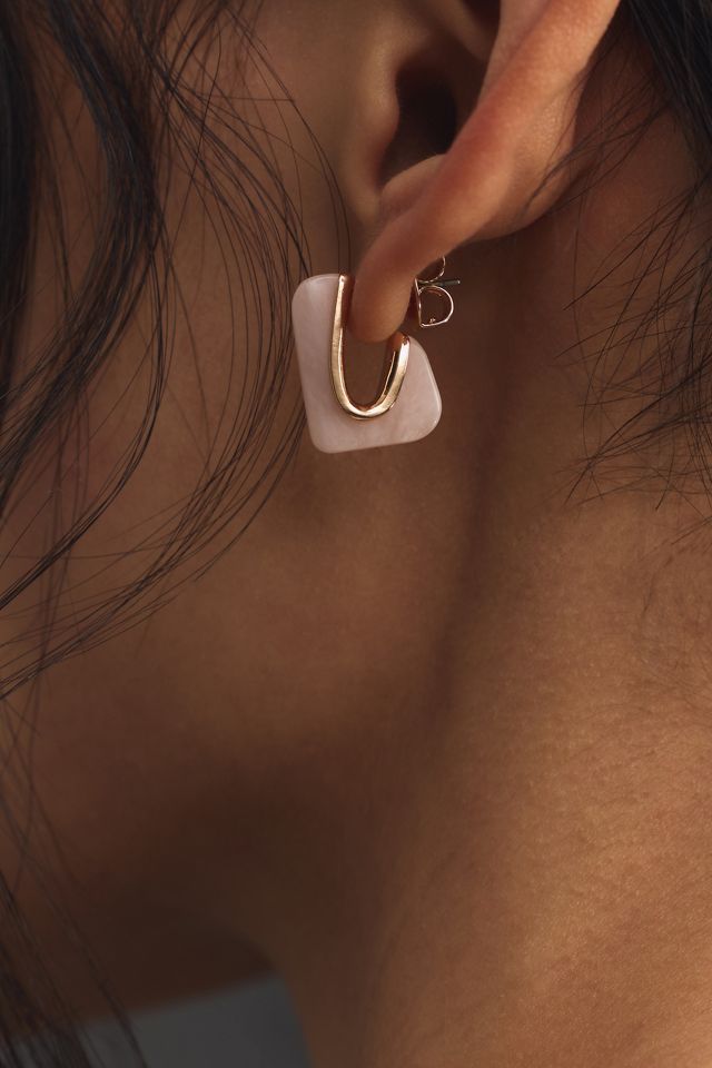 Boho Stone Huggie Earrings #3