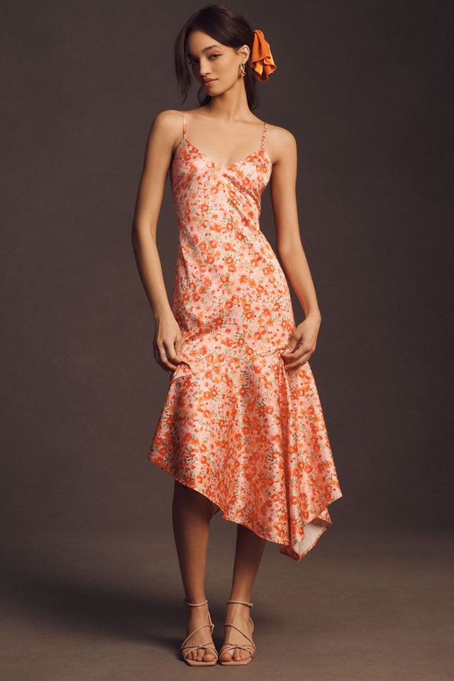 Orange Marias Floral Cut-Out Midi Dress