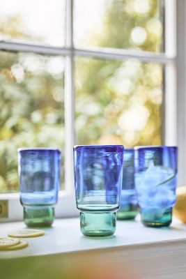 Anthropologie Roxanna Tumbler Glasses, Set Of 4 In Blue
