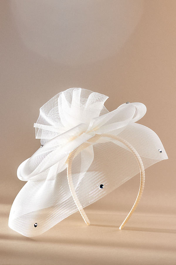 Shop Lele Sadoughi Floral Veil Headband In White