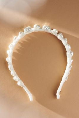 Lele Sadoughi Graduated Baroque Pearly Skinny Headband In White