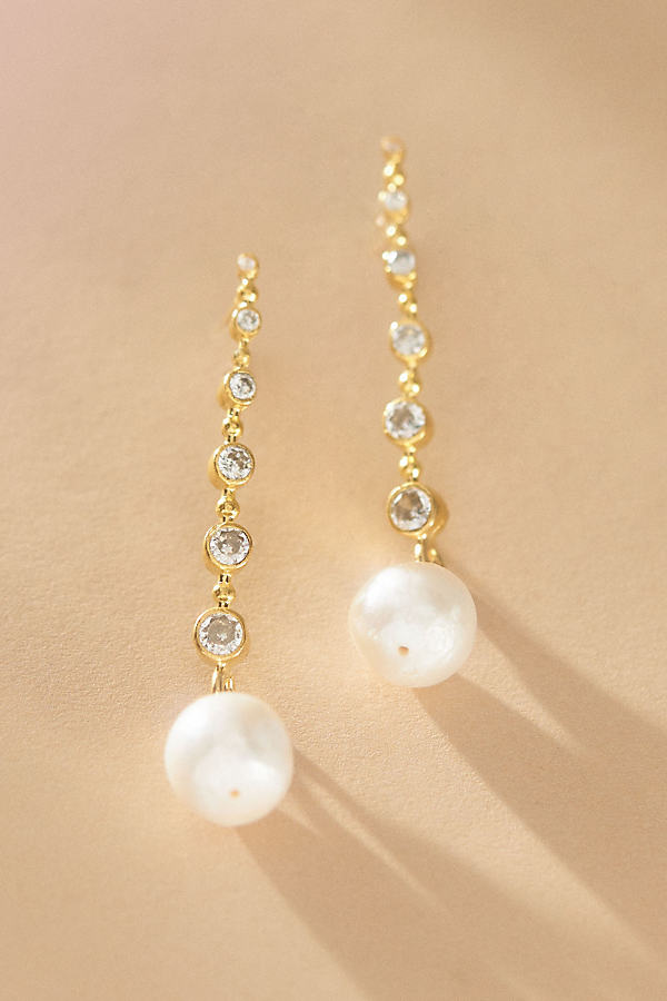 Shop Shashi Diamond Baroque Drop Earrings In Gold