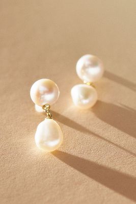 Shop Shashi Dainty Pearl Drop Earrings In Gold