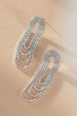 Shop Shashi Rhinestone Drop Earrings In Silver