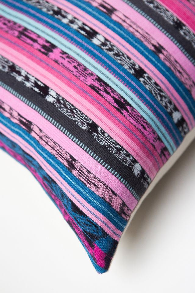 Archive New York Vintage 90s Pink and Blue  Ikat Pillow #3