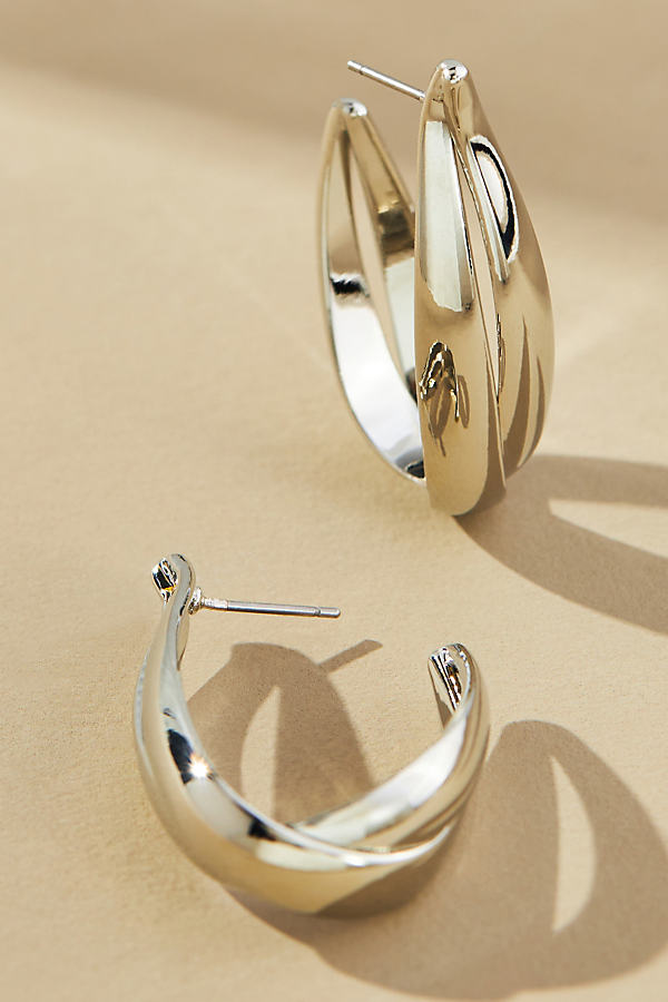 By Anthropologie Chunky Layered Hoop Earrings In Silver