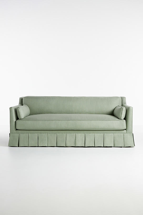 Anthropologie Leonelle Box-pleated Sofa In Green