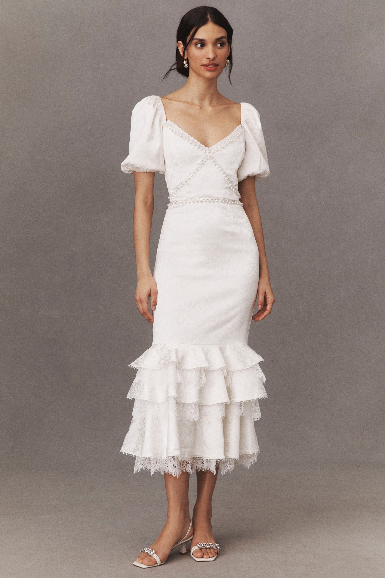 V. Chapman Cynthia Ruffle Midi Dress