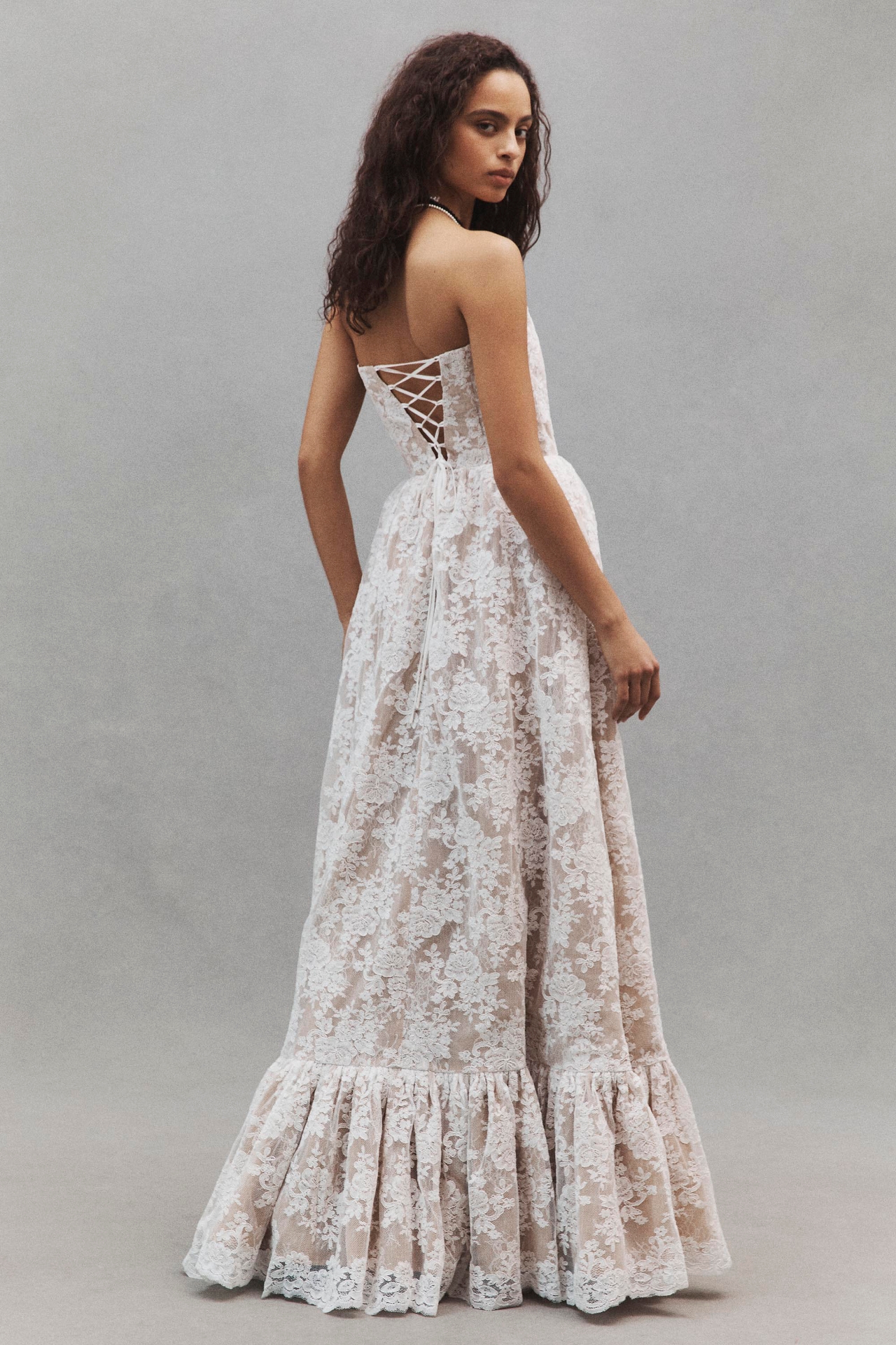 V. Chapman Charlotte Lace Strapless Maxi Gown