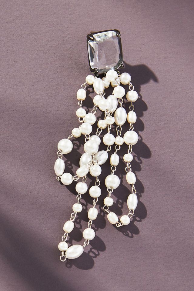 Crystal-Topped Pearl Drop Earrings #1
