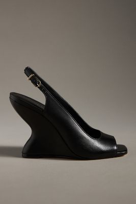 Shop By Anthropologie Curved Wedge Slingback Heels In Black