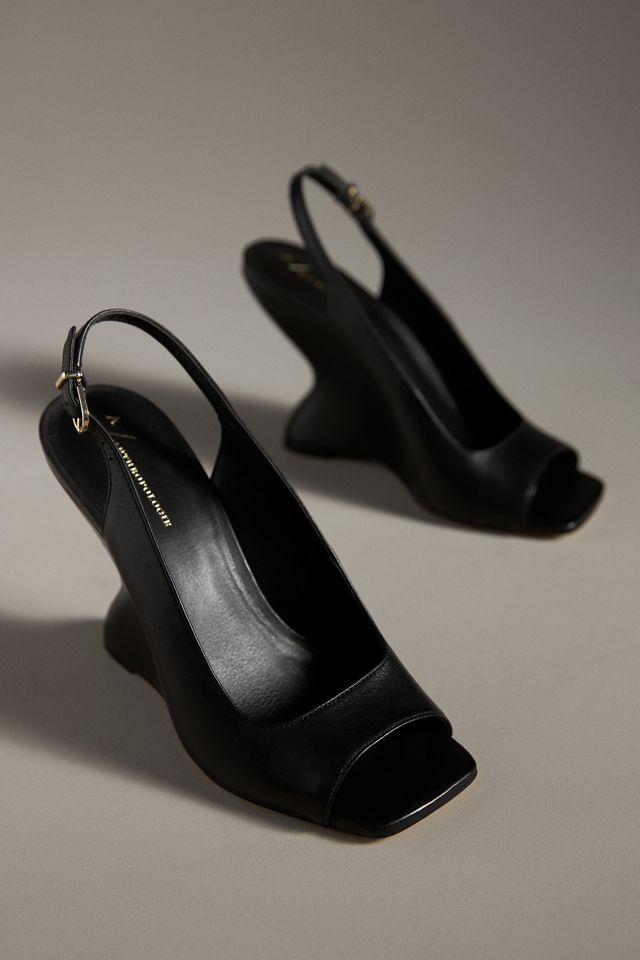 slingback wedge heels