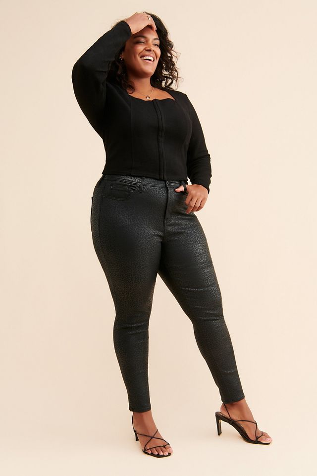 Plus size coated skinny hot sale jeans