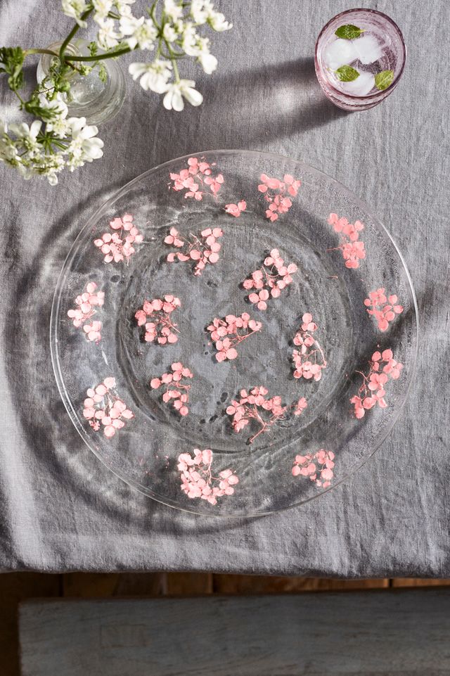 Pressed Floral Glass Charger Plate Terrain
