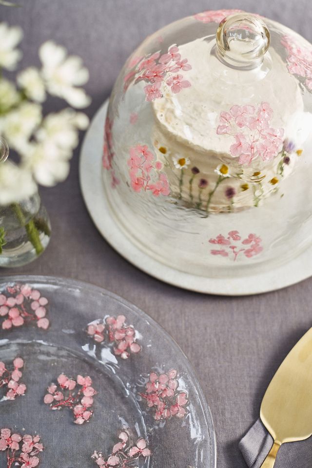 Pressed Floral Glass Charger Plate AnthroLiving
