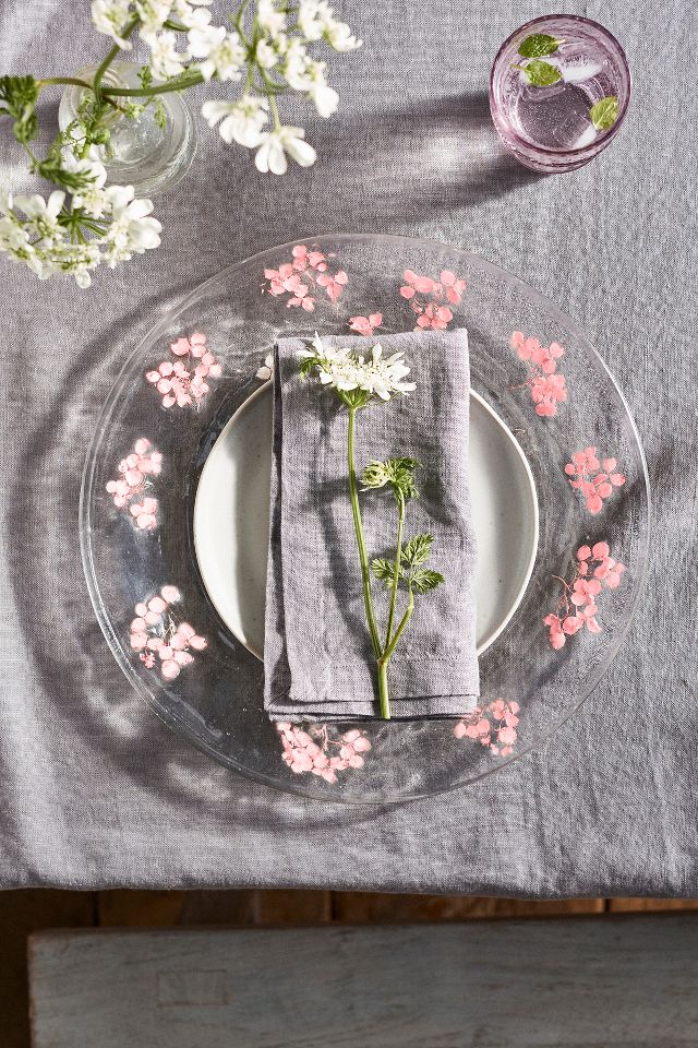 Pressed Floral Glass Charger Plate
