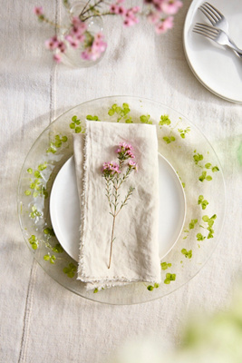 Pressed Floral Glass Charger Plate