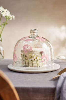 Pressed Floral Glass Cloche