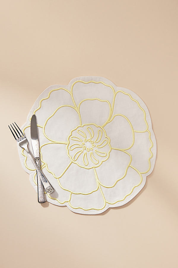Shop Anthropologie Eleni Embroidered Flower Placemat