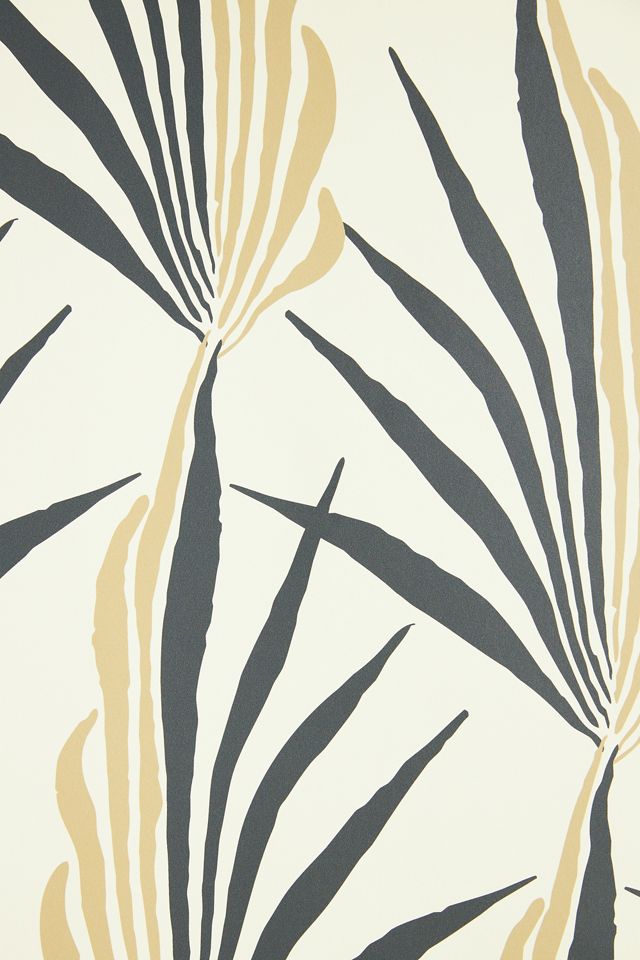 Mitchell Black Areca Palm Cream Floral Wallpaper #2