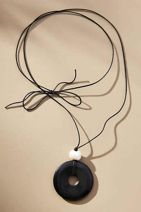 Frasier Sterling Stone Pendant Necklace In Black