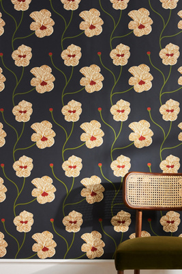 Shop Mitchell Black Flourish Wallpaper