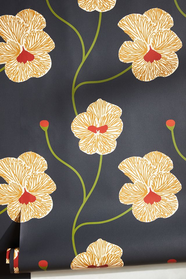Mitchell Black Flourish Floral Wallpaper #1